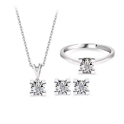 Pırlanta 0.02ct Efectli Tektaş Yüzük - 4