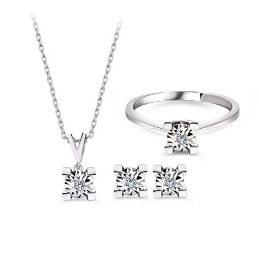 Pırlanta 0.02ct Efectli Tektaş Yüzük - 4