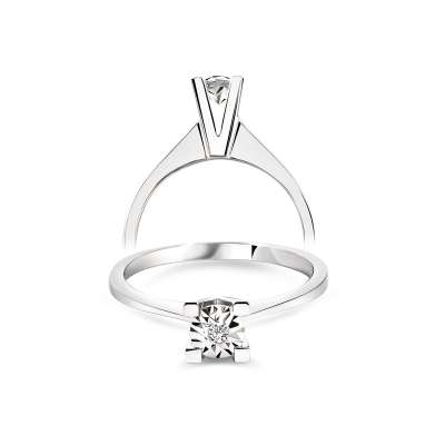 Pırlanta 0.02ct Efectli Tektaş Yüzük - 3