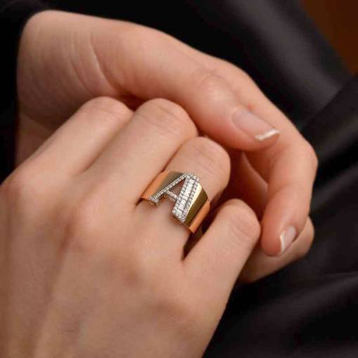 Pırlanta A Harf Yüzük - 3