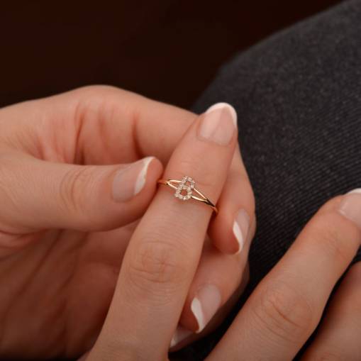 Pırlanta B Harf Yüzük - 1