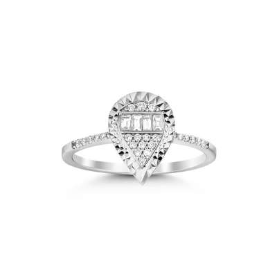 Pırlanta Baget Taşlı Damla Model Yüzük - 2