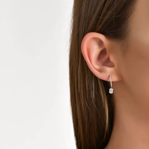 Pırlanta Baget Taşlı Halka Küpe - 2