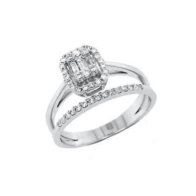 Pırlanta Baget Taşlı Twin Yüzük - ENGİNGOLD