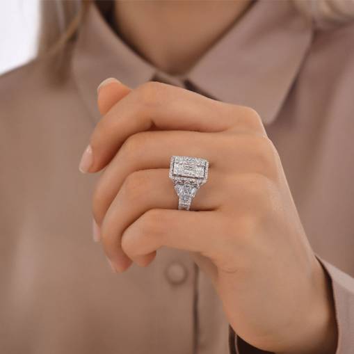 Pırlanta Baget Taşlı Yüzük - 4