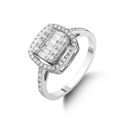 Pırlanta Baget Taşlı Yüzük - ENGİNGOLD