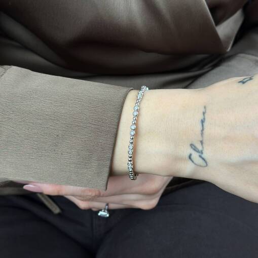 0.55 ct Pırlanta Bileklik – 14 Ayar Esnek Zarif Tasarım - 1