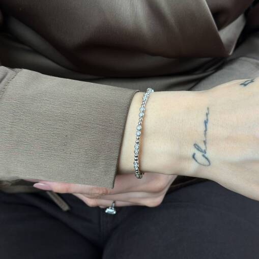 0.55 ct Pırlanta Bileklik – 14 Ayar Esnek Zarif Tasarım - 2