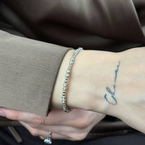 0.55 ct Pırlanta Bileklik – 14 Ayar Esnek Zarif Tasarım - 5