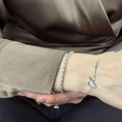 14 Ayar Pırlanta Bileklik – Esnek ve Zarif Taşlı Tasarım - 2