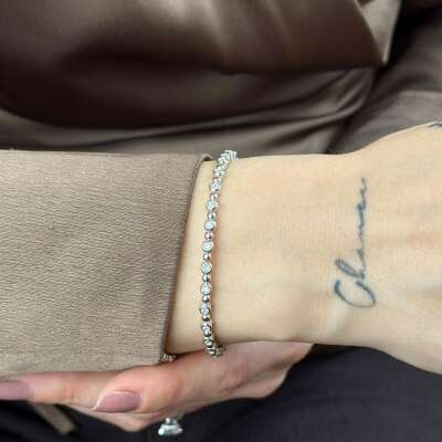 14 Ayar Pırlanta Bileklik – Esnek ve Zarif Taşlı Tasarım - 4