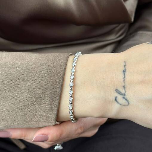 14 Ayar Pırlanta Bileklik – Esnek ve Zarif Taşlı Tasarım - 4