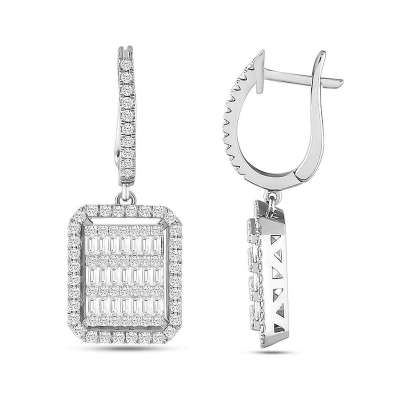 Pırlanta Işıltı Seli Baget Küpe - ENGİNGOLD STR