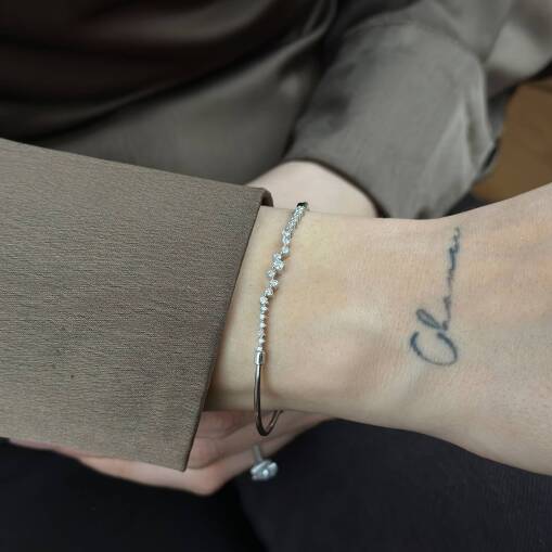 0.34 ct Markiz Pırlanta Kelepçe Bileklik – 14 Ayar Altın - 2