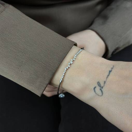 0.34 ct Markiz Pırlanta Kelepçe Bileklik – 14 Ayar Altın - 1