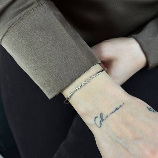 0.34 ct Markiz Pırlanta Kelepçe Bileklik – 14 Ayar Altın - 3