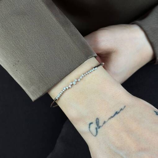 0.34 ct Markiz Pırlanta Kelepçe Bileklik – 14 Ayar Altın - 4