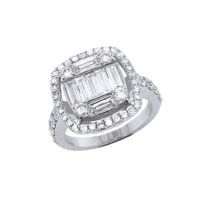 Pırlanta Kolları Taşlı Baget Yüzük - ENGİNGOLD