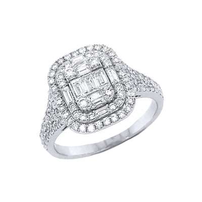 Pırlanta Kolları Taşlı Baget Yüzük - ENGİNGOLD