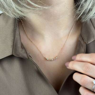 14 Ayar Pırlanta Kolye – Markiz Kesim Zarif Tasarım - 2