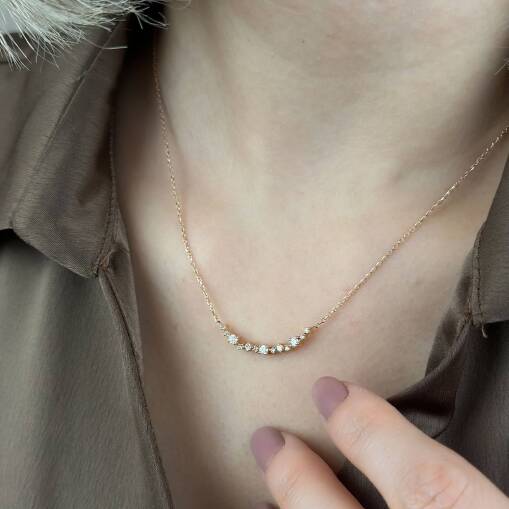 14 Ayar Pırlanta Kolye – Markiz Kesim Zarif Tasarım - 1