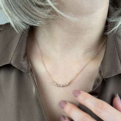 14 Ayar Pırlanta Kolye – Markiz Kesim Zarif Tasarım - 3