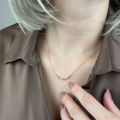 14 Ayar Pırlanta Kolye – Markiz Kesim Zarif Tasarım - 4