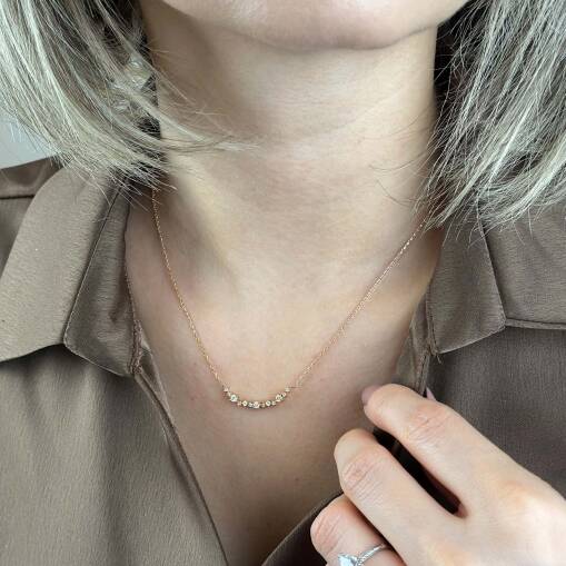 14 Ayar Pırlanta Kolye – Markiz Kesim Zarif Tasarım - 5