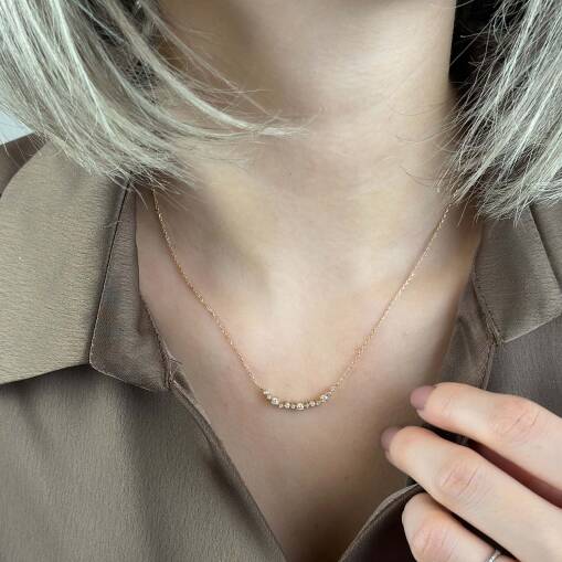 14 Ayar Pırlanta Kolye – Markiz Kesim Zarif Tasarım - 6