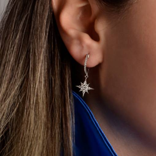 Pırlanta Kutup Yıldızı Küpe - 1