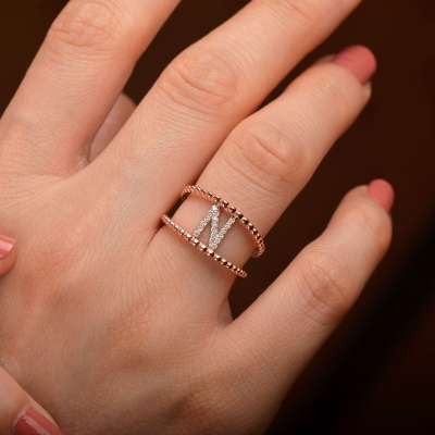 Pırlanta N Harf Yüzük - ENGİNGOLD