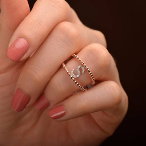 Pırlanta S Harf Yüzük - 1