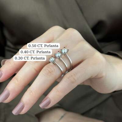 Pırlanta Tektaş Yüzük 14 Ayar Altın – Elegant Tasarım - 5