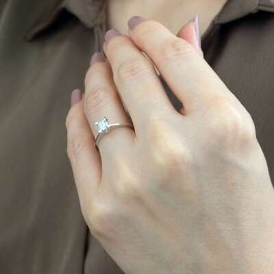 Pırlanta Tektaş Yüzük 0.43 Karat – 14 Ayar Altın Modern Şıklık - 2