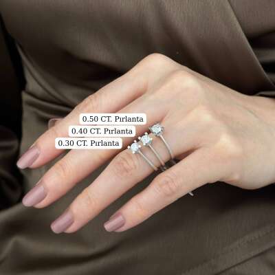 Pırlanta Tektaş Yüzük 0.43 Karat – 14 Ayar Altın Modern Şıklık - 6