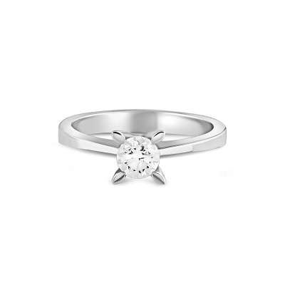 Pırlanta Tektaş Yüzük-14k 0,50ct Badem Tırnak - 3
