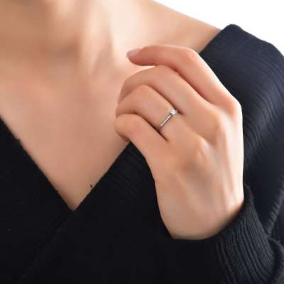 Pırlanta Tektaş Yüzük 14k 25-27 - 2