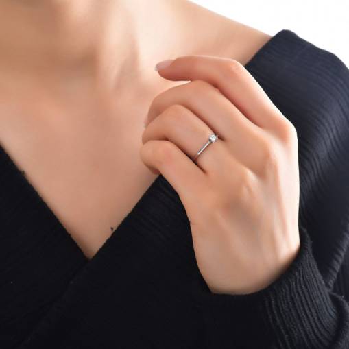 Pırlanta Tektaş Yüzük 14k 25-27 - 2