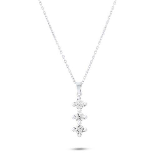 Işıltılı 0.33 Karat Pırlanta Tria Kolye - 5