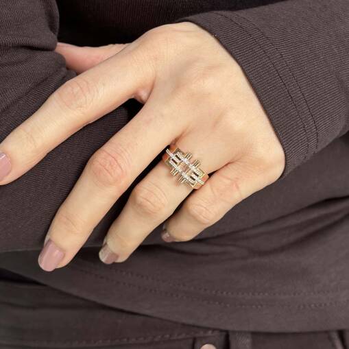Pırlanta Yüzük Rose Gold Ametis Taşlı – Modern Tasarım - 2