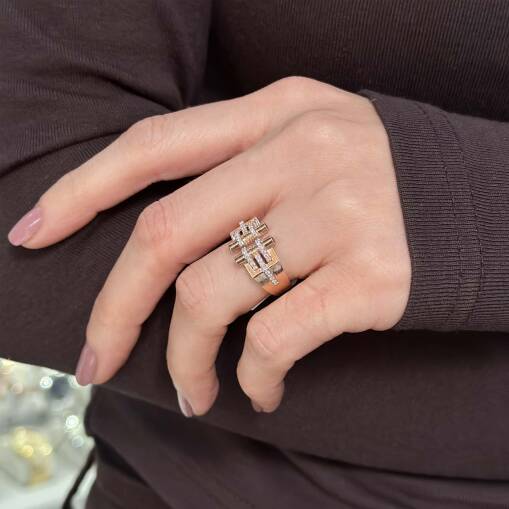 Pırlanta Yüzük Rose Gold Ametis Taşlı – Modern Tasarım - 3
