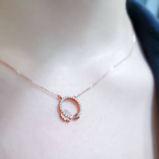 Pırlantalı Arrow Ok Altın Kolye - 1