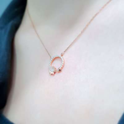 Pırlantalı Arrow Ok Altın Kolye - 2