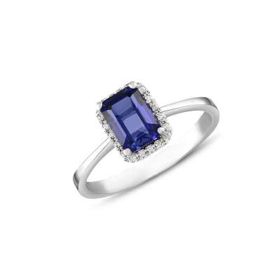 Pırlantalı Baget Safir Taşlı Yüzük - ENGİNGOLD KYR