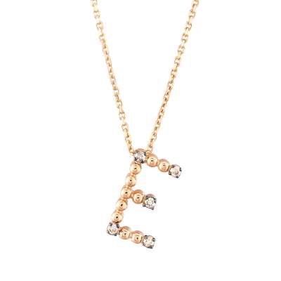 Pırlantalı E Harfli Kolye - ENGİNGOLD STR