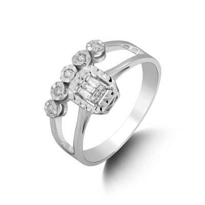 Pırlantalı Effectli Twin Baget ve Sırataş Yüzük 10-15 - ENGİNGOLD STR