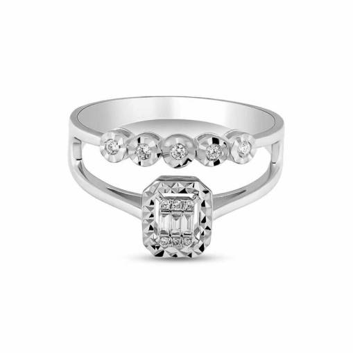 Pırlantalı Effectli Twin Baget ve Sırataş Yüzük 10-15 - 2