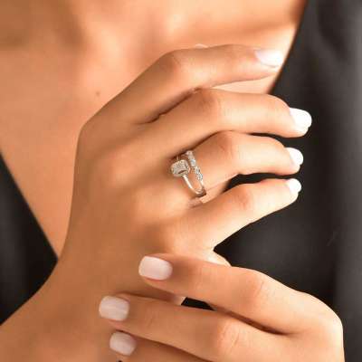 Pırlantalı Effectli Twin Baget ve Sırataş Yüzük 10-15 - 3