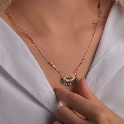 Pırlantalı Göz Figürlü Kolye - ENGİNGOLD