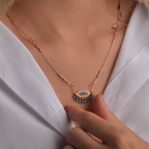 Pırlantalı Göz Figürlü Kolye - 1